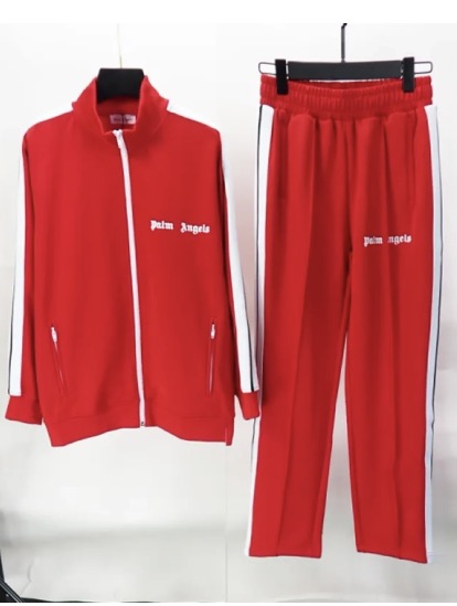 Palm Angels Zip-Up Classic Track Jacket & Pants Set Red