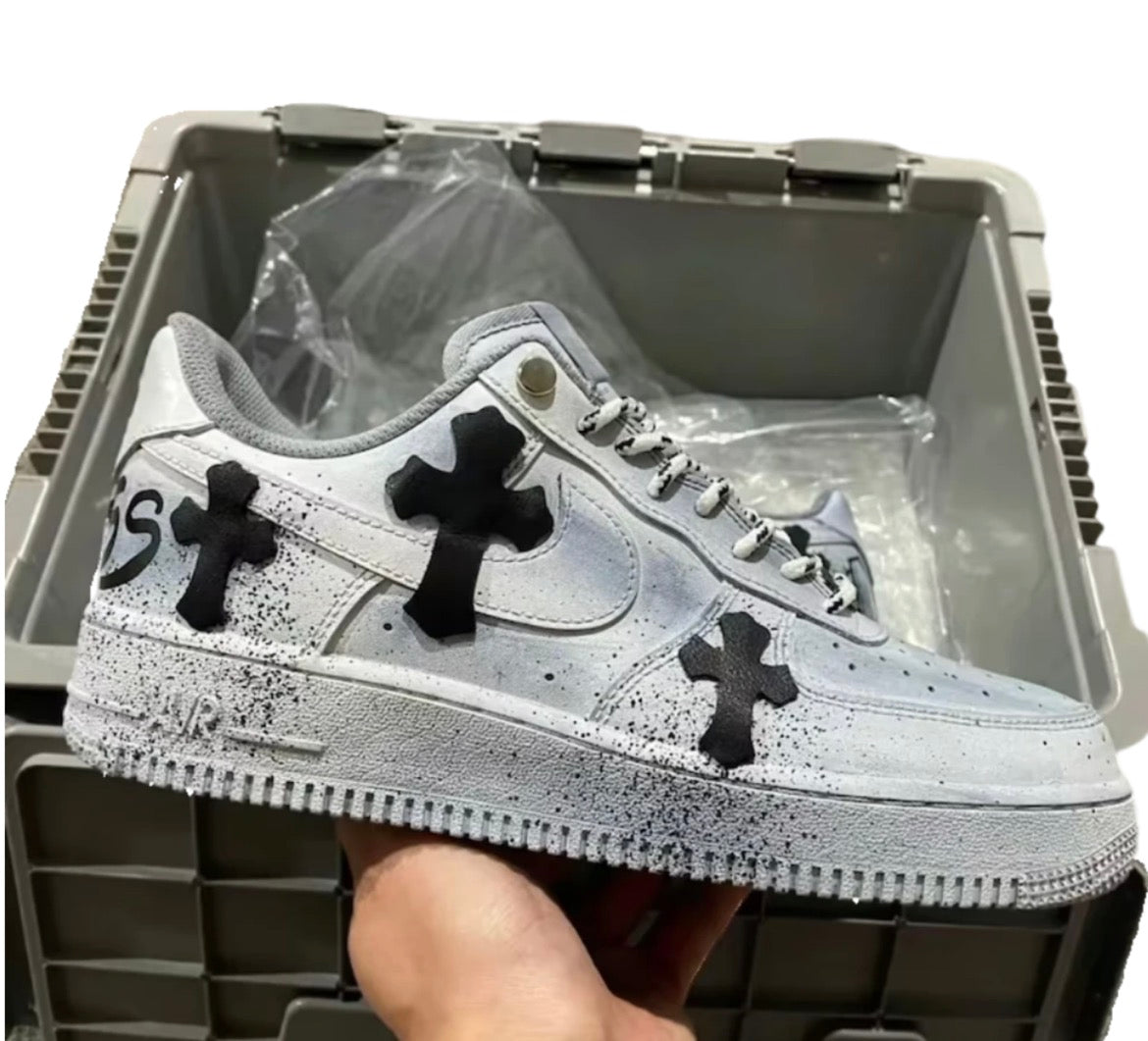 Custom Nike Air Force 1 The Cross Blue Tie dye (Special shoe box)