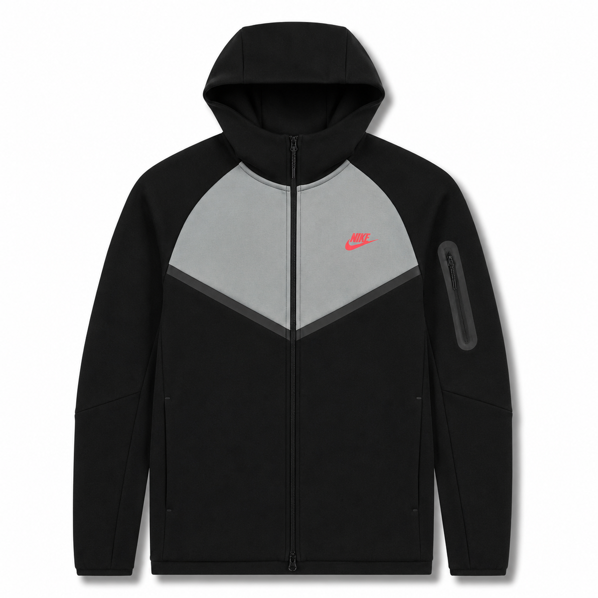 Nike Tech Fleece Full Zip Hoodie & Joggers Set Black/Bright Crimson 2025