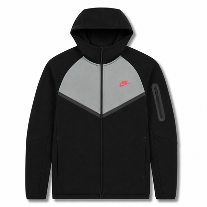 Nike Tech Fleece Full Zip Hoodie & Joggers Set Black/Bright Crimson 2025