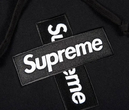 Supreme Cross Box Logo Hooded Sweatshirt Black