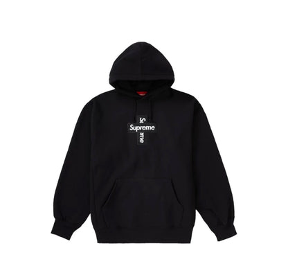 Supreme Cross Box Logo Hooded Sweatshirt Black