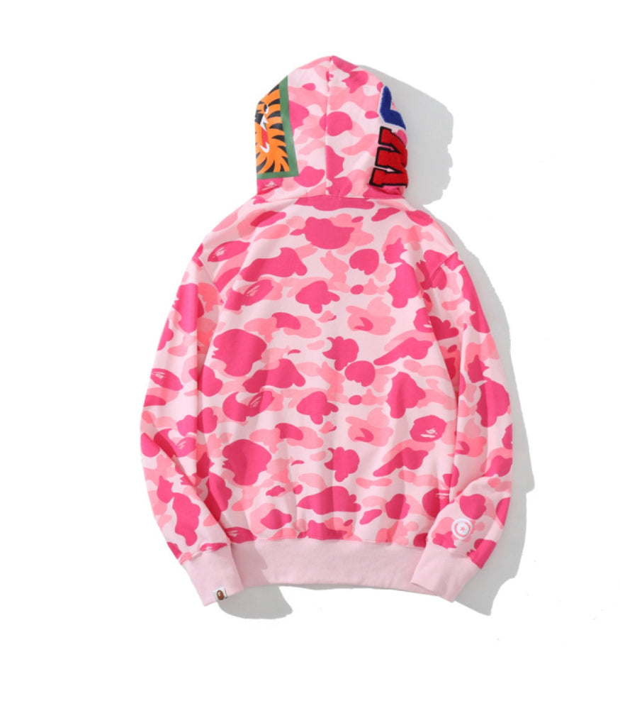 BAPE Color Camo Shark Zip Hoodie Pink