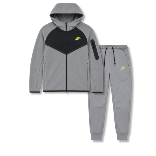 Nike Tech Fleece Full Zip Hoodie & Joggers Set Cool Grey/Volt 2025