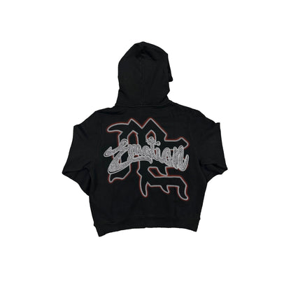 Mixed Emotions Acid Wash Rhinestone Hoodie Black